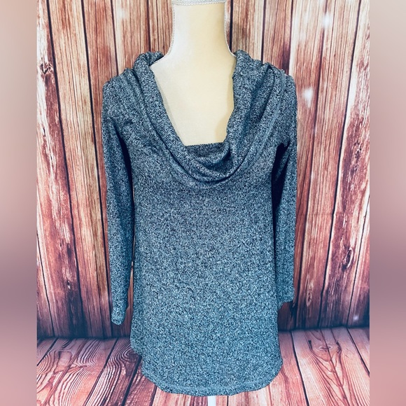 Women’s Small Sweater Eri Ali Anthropologie Gray Lightweight Knit Cowl Neck Soft - Picture 2 of 11